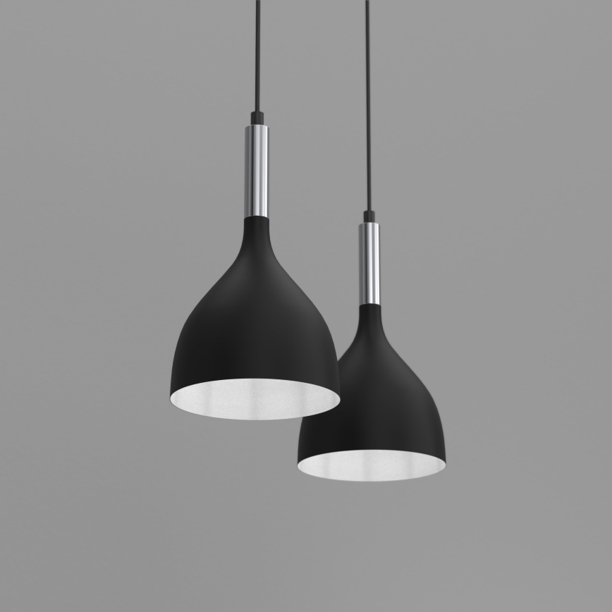 Lustra ar auklu NOAK 2xE27/15W/230V melna/spīdīgi hromēts