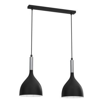 Lustra ar auklu NOAK 2xE27/15W/230V melna/spīdīgi hromēts