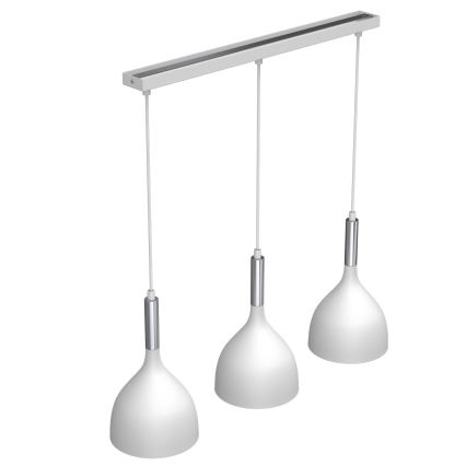 Lustra ar auklu NOAK 3xE27/15W/230V balta/spīdīgi hromēts