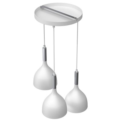 Lustra ar auklu NOAK 3xE27/15W/230V balta/spīdīgi hromēts