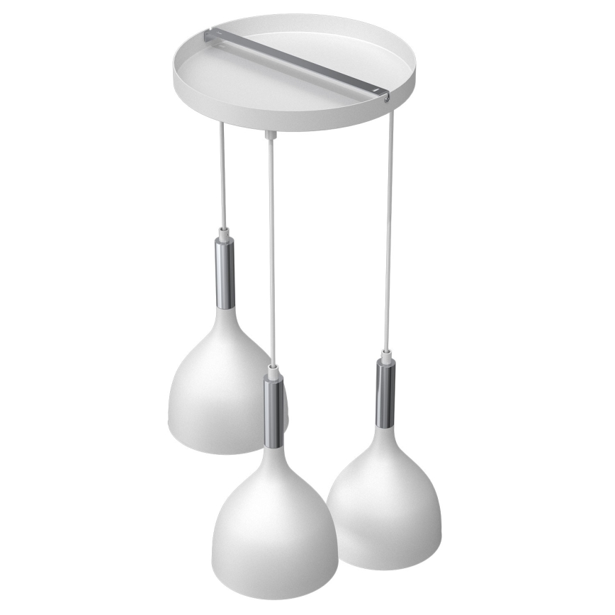 Lustra ar auklu NOAK 3xE27/15W/230V balta/spīdīgi hromēts