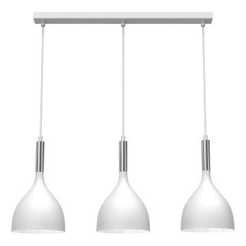 Lustra ar auklu NOAK 3xE27/15W/230V balta/spīdīgi hromēts