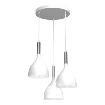 Lustra ar auklu NOAK 3xE27/15W/230V balta/spīdīgi hromēts