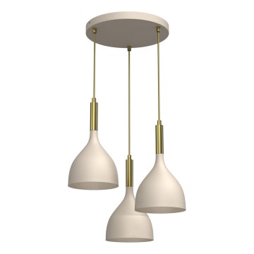 Lustra ar auklu NOAK 3xE27/15W/230V bēša/zelta