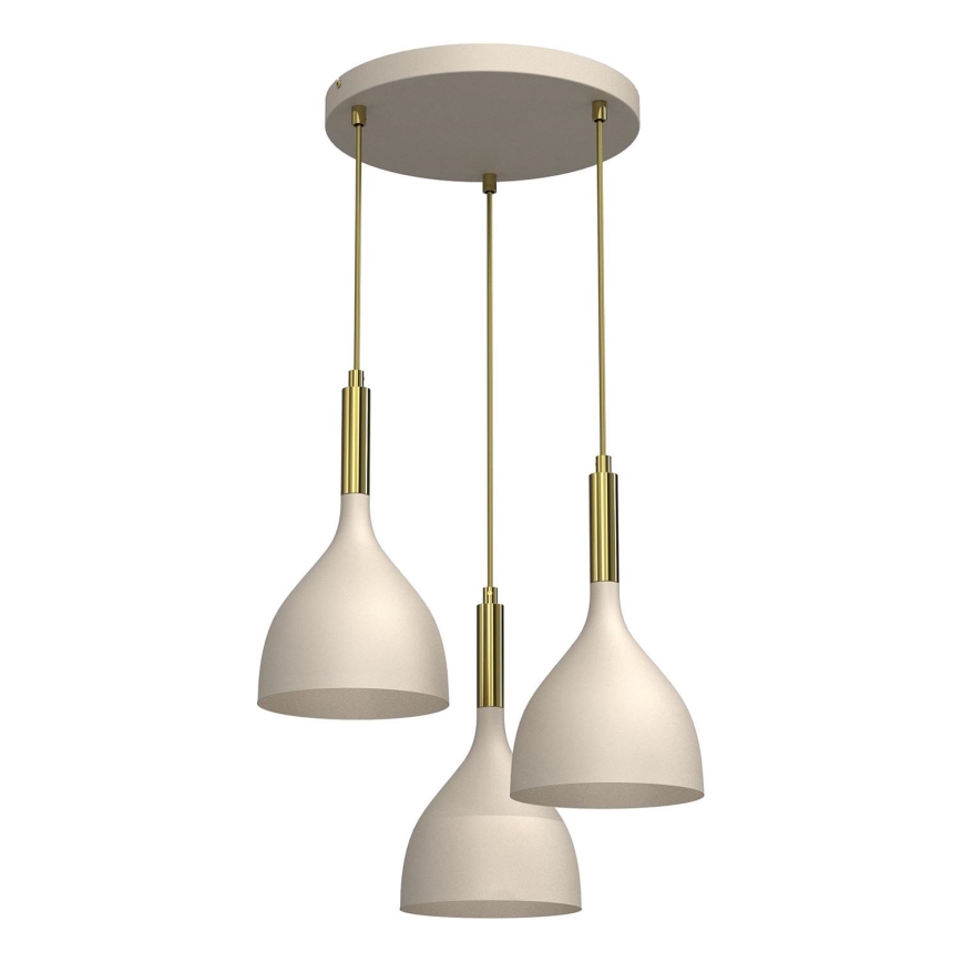 Lustra ar auklu NOAK 3xE27/15W/230V bēša/zelta