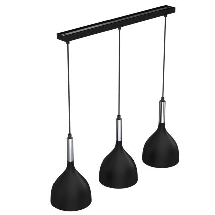 Lustra ar auklu NOAK 3xE27/15W/230V melna/spīdīgi hromēts