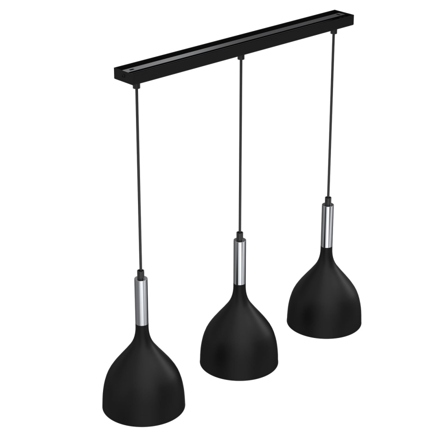 Lustra ar auklu NOAK 3xE27/15W/230V melna/spīdīgi hromēts