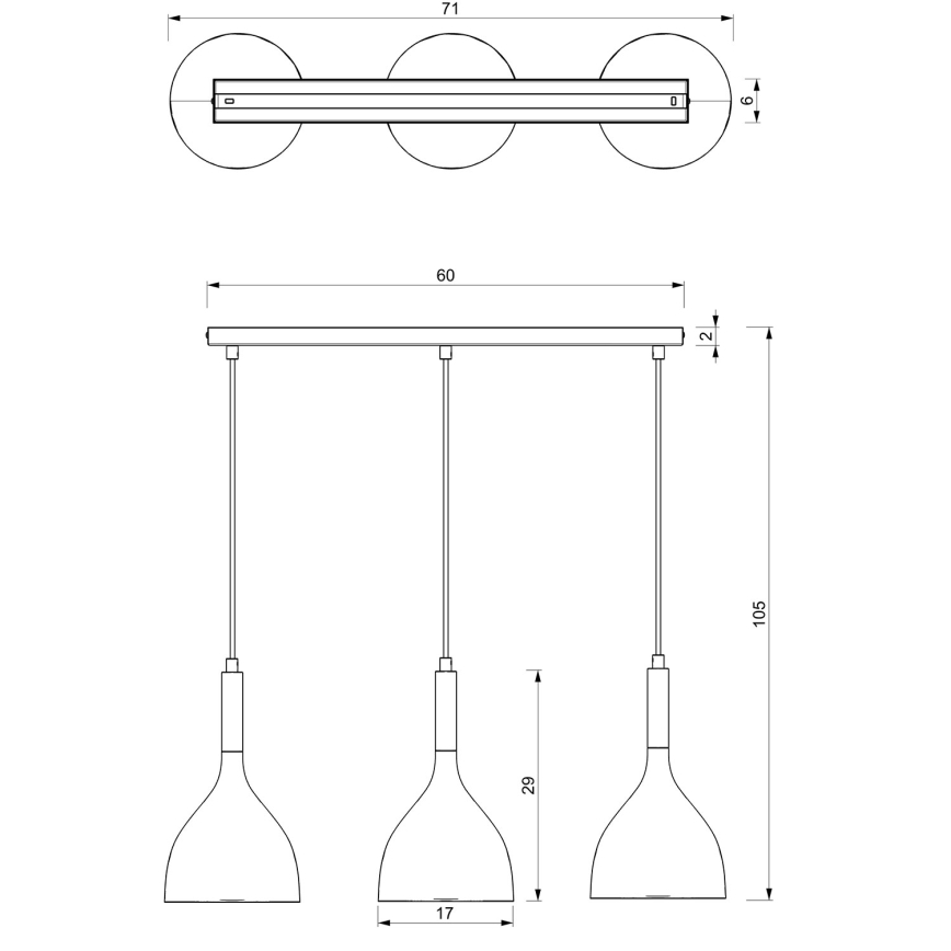 Lustra ar auklu NOAK 3xE27/15W/230V melna/spīdīgi hromēts