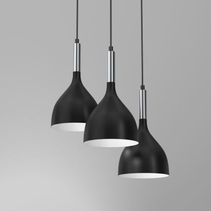 Lustra ar auklu NOAK 3xE27/15W/230V melna/spīdīgi hromēts