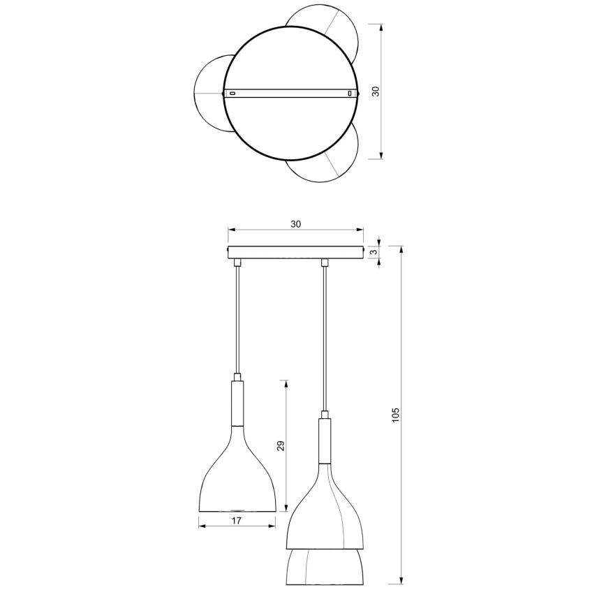 Lustra ar auklu NOAK 3xE27/15W/230V melna/spīdīgi hromēts