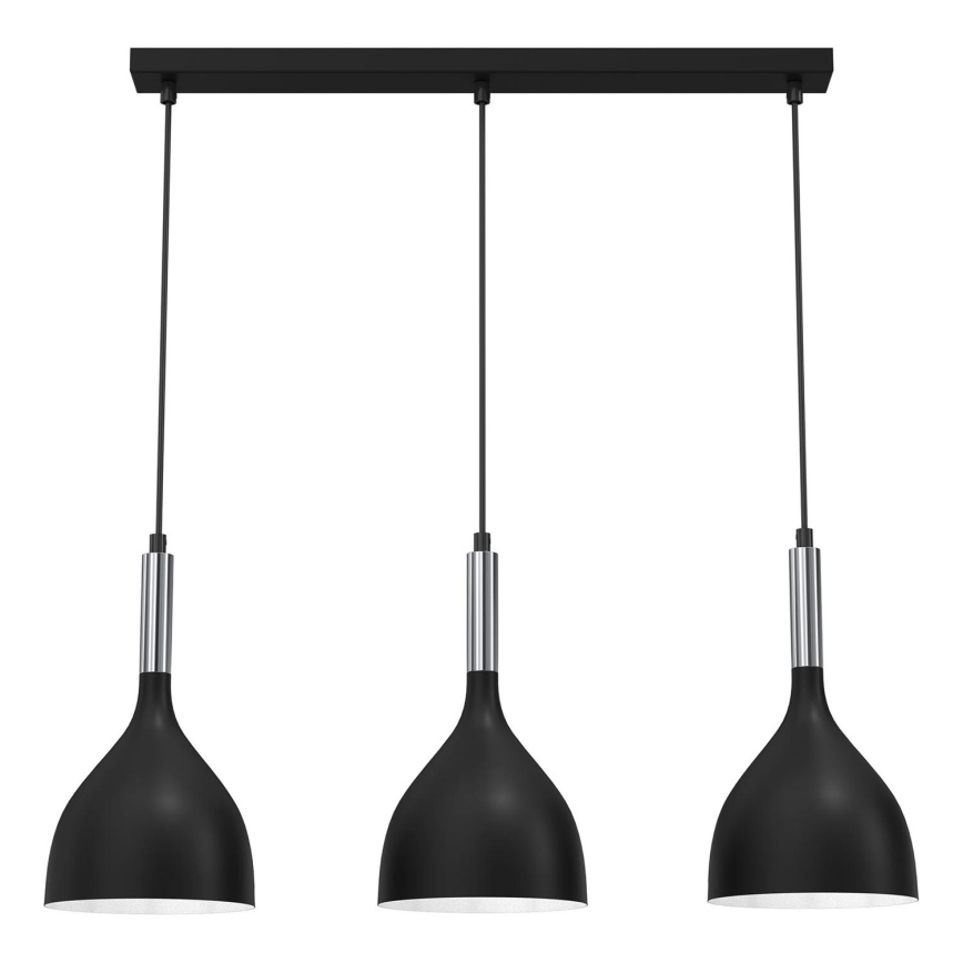 Lustra ar auklu NOAK 3xE27/15W/230V melna/spīdīgi hromēts