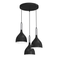 Lustra ar auklu NOAK 3xE27/15W/230V melna/spīdīgi hromēts