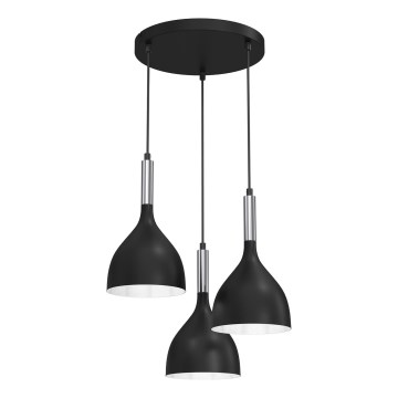 Lustra ar auklu NOAK 3xE27/15W/230V melna/spīdīgi hromēts