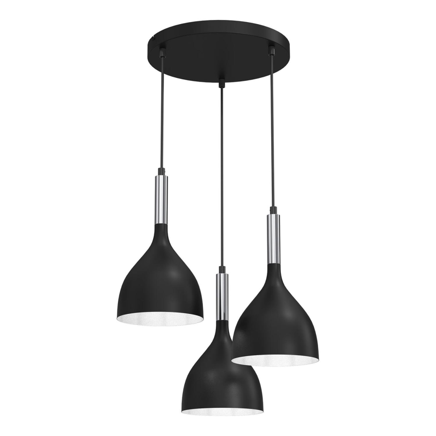 Lustra ar auklu NOAK 3xE27/15W/230V melna/spīdīgi hromēts