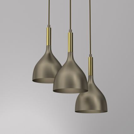 Lustra ar auklu NOAK 3xE27/15W/230V misiņš/zelta