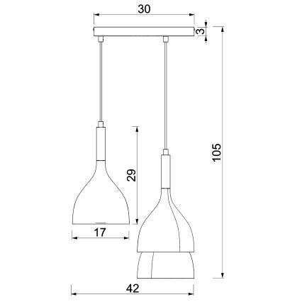 Lustra ar auklu NOAK 3xE27/15W/230V misiņš/zelta