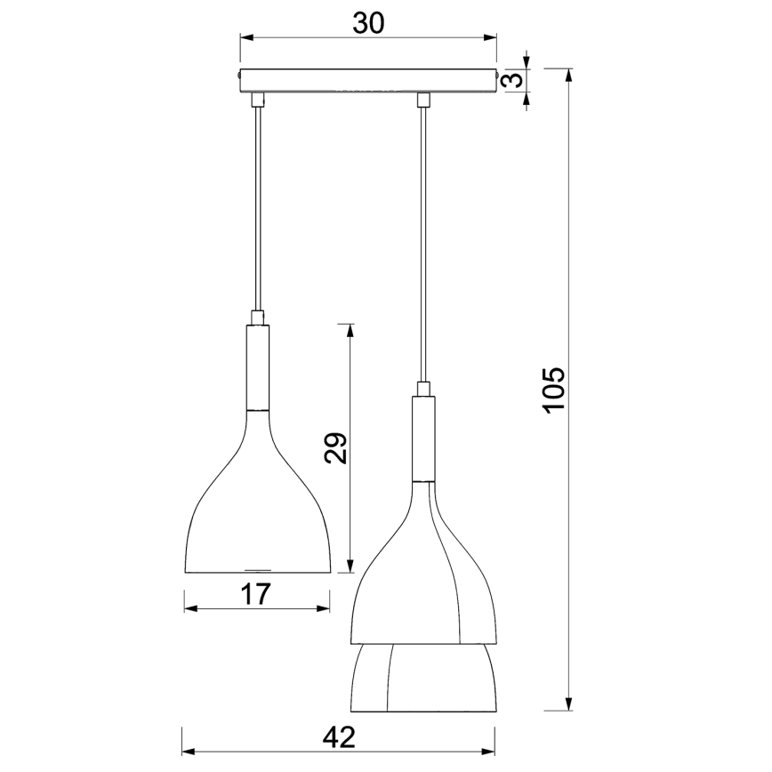Lustra ar auklu NOAK 3xE27/15W/230V misiņš/zelta