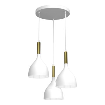 Lustra ar auklu NOAK 3xE27/60W/230V balta/zelta