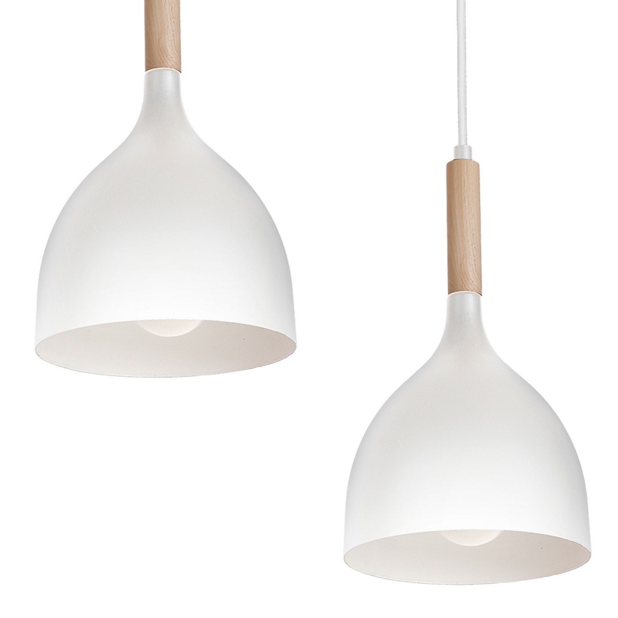 Lustra ar auklu NOAK 5xE27/60W/230V balta/koks