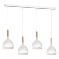 Lustra ar auklu NOAK WOOD 4xE27/60W/230V balta/koks