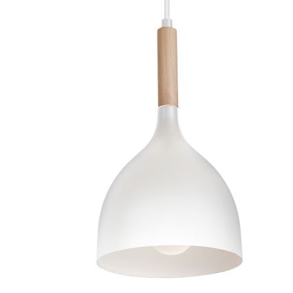 Lustra ar auklu NOAK WOOD 4xE27/60W/230V balta/koks