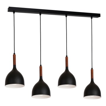 Lustra ar auklu NOAK WOOD 4xE27/60W/230V melna/tumšs koks