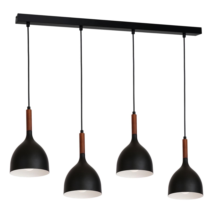 Lustra ar auklu NOAK WOOD 4xE27/60W/230V melna/tumšs koks