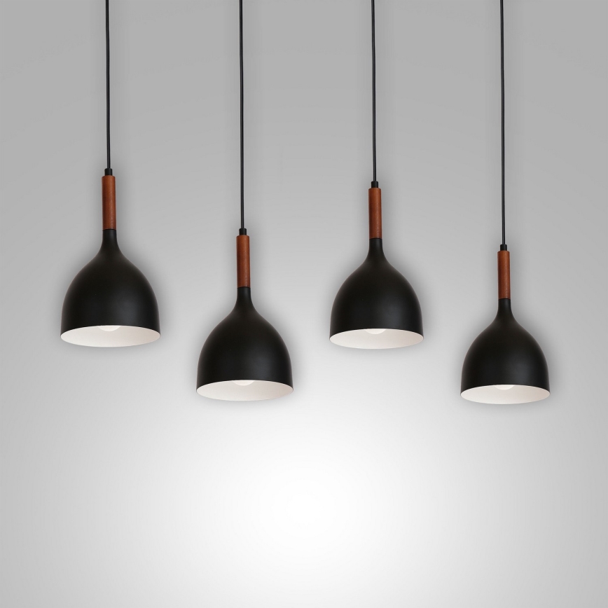 Lustra ar auklu NOAK WOOD 4xE27/60W/230V melna/tumšs koks