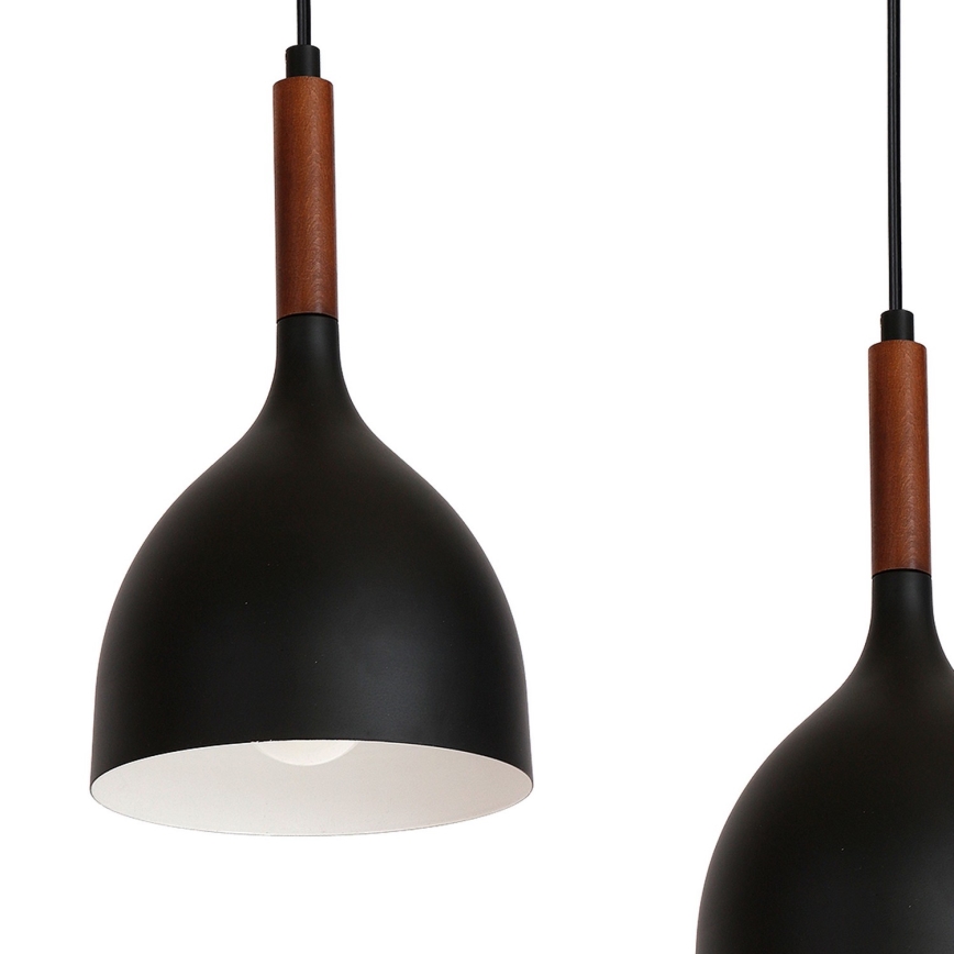 Lustra ar auklu NOAK WOOD 4xE27/60W/230V melna/tumšs koks