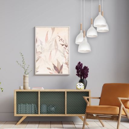 Lustra ar auklu NOAK WOOD 5xE27/60W/230V balta/koks