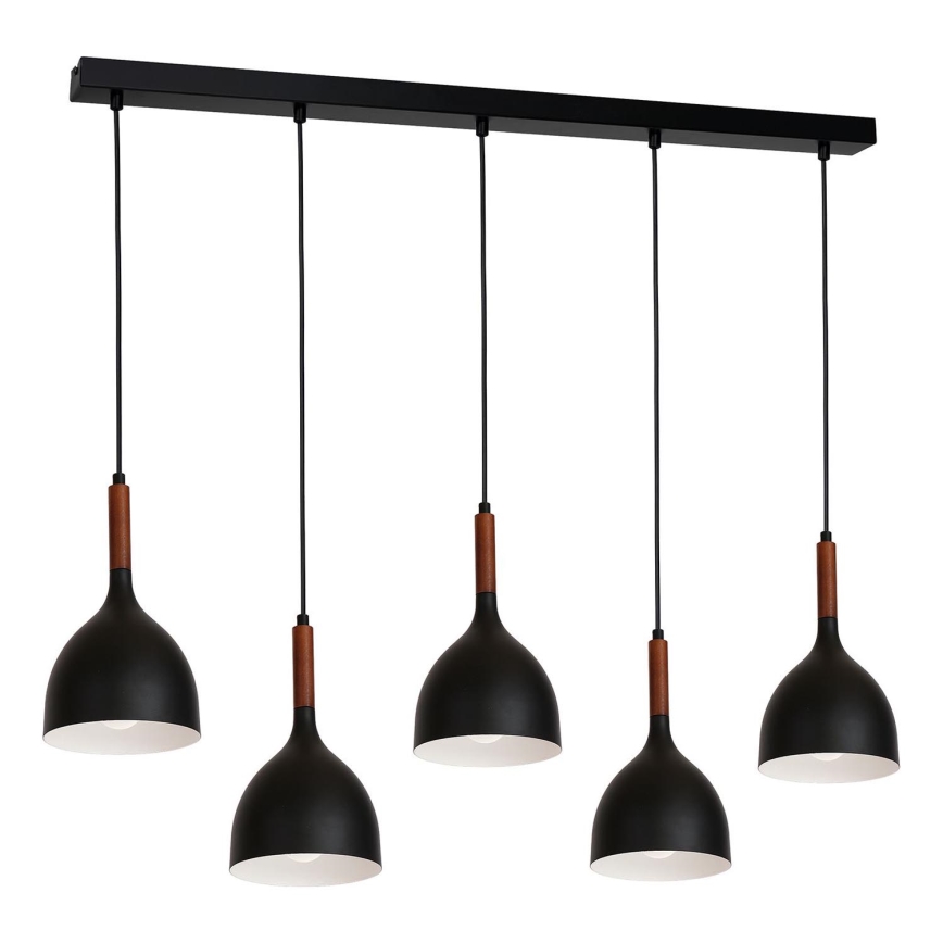 Lustra ar auklu NOAK WOOD 5xE27/60W/230V melna/tumšs koks
