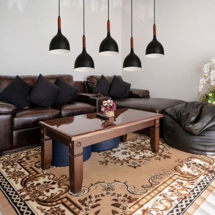 Lustra ar auklu NOAK WOOD 5xE27/60W/230V melna/tumšs koks