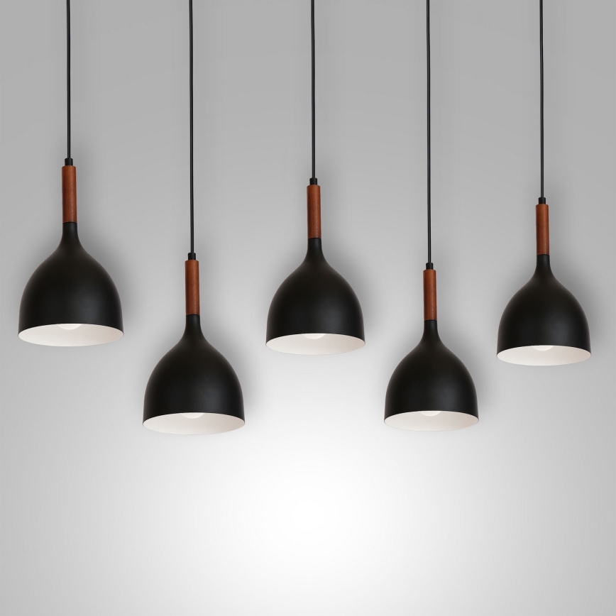 Lustra ar auklu NOAK WOOD 5xE27/60W/230V melna/tumšs koks