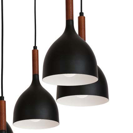 Lustra ar auklu NOAK WOOD 5xE27/60W/230V melna/tumšs koks