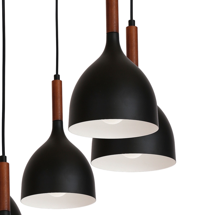 Lustra ar auklu NOAK WOOD 5xE27/60W/230V melna/tumšs koks