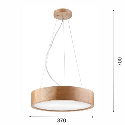 Lustra ar auklu OAK 2xE27/60W/230V oak ø 37 cm