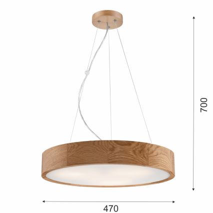 Lustra ar auklu OAK 3xE27/60W/230V ozols ø 47,5 cm