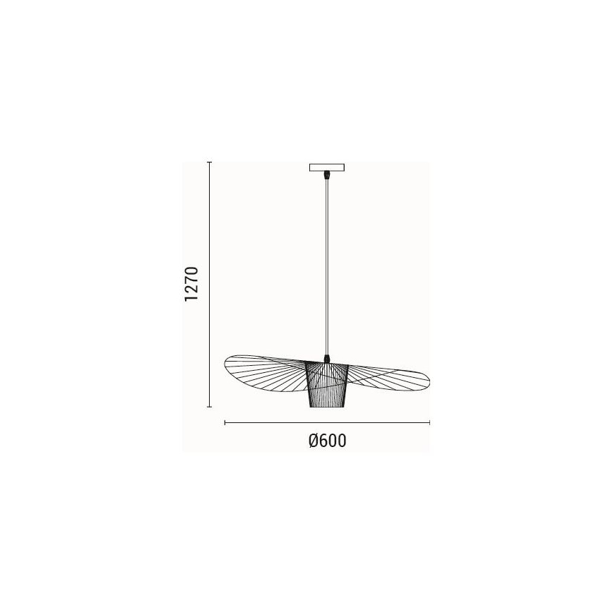 Lustra ar auklu OGGI 1xE27/40W/230V d. 60 cm melna