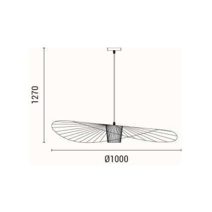 Lustra ar auklu OGGI 1xE27/40W/230V d. 100 cm melna