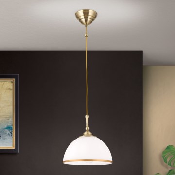 Lustra ar auklu OLD LAMP 1xE27/40W/230V balta/misiņš