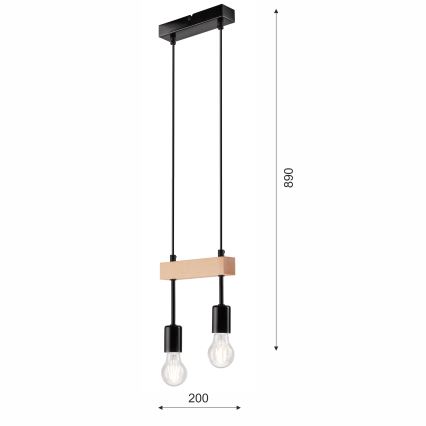 Lustra ar auklu ORAZIO 2xE27/60W/230V dižskābardis - FSC sertificēts