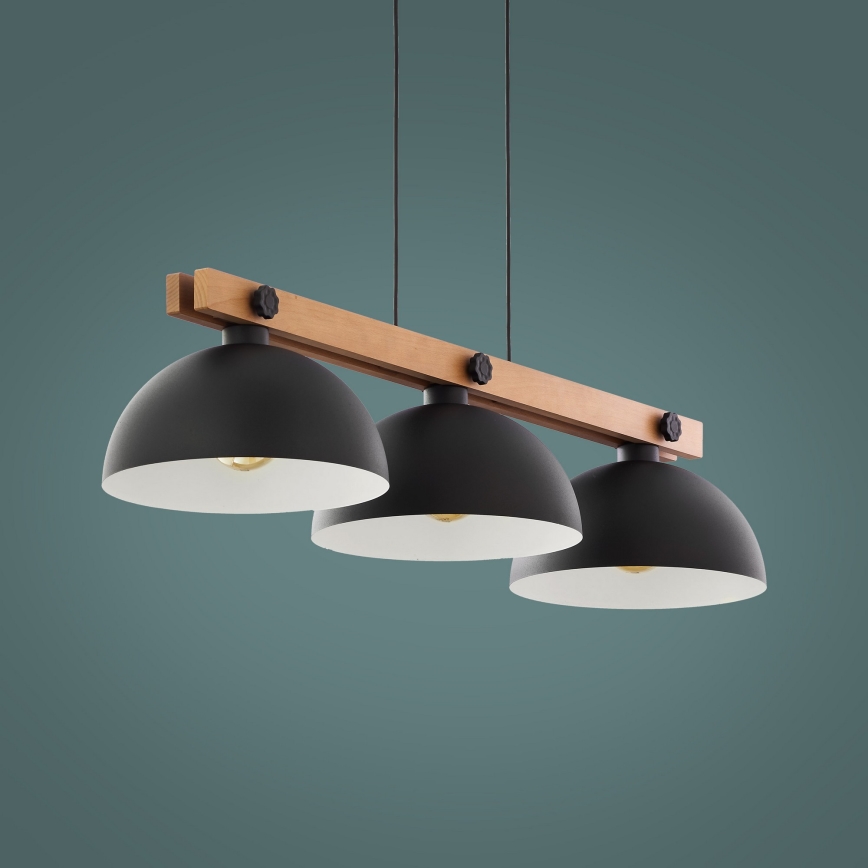Lustra ar auklu OSLO 3xE27/60W/230V melna/koka