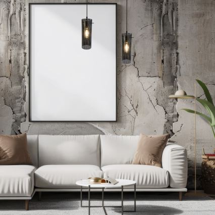 Lustra ar auklu PADOVA 1xE27/15W/230V melna