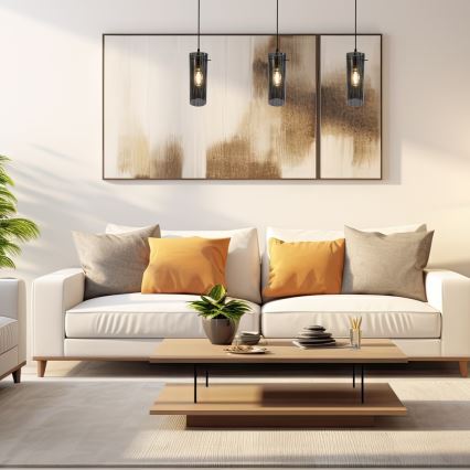 Lustra ar auklu PADOVA 3xE27/15W/230V melna