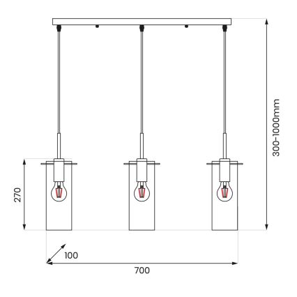 Lustra ar auklu PADOVA 3xE27/15W/230V melna