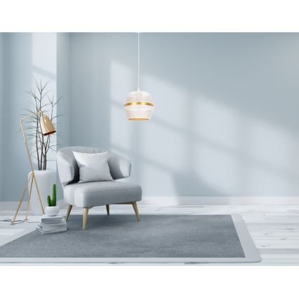 Lustra ar auklu PARIS 1xE27/60W/230V balta/zelta