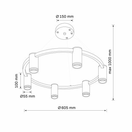 Lustra ar auklu PARĪZE 6xGU10/12W/230V melna
