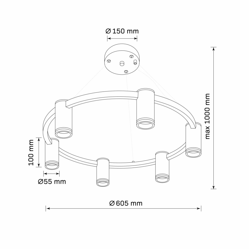 Lustra ar auklu PARĪZE 6xGU10/12W/230V melna