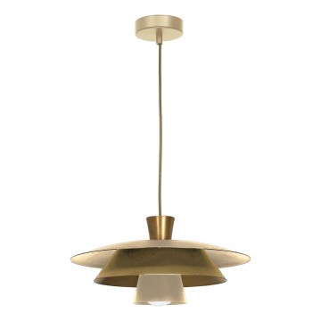 Lustra ar auklu PLATO 1xE27/15W/230V bēša/zelta