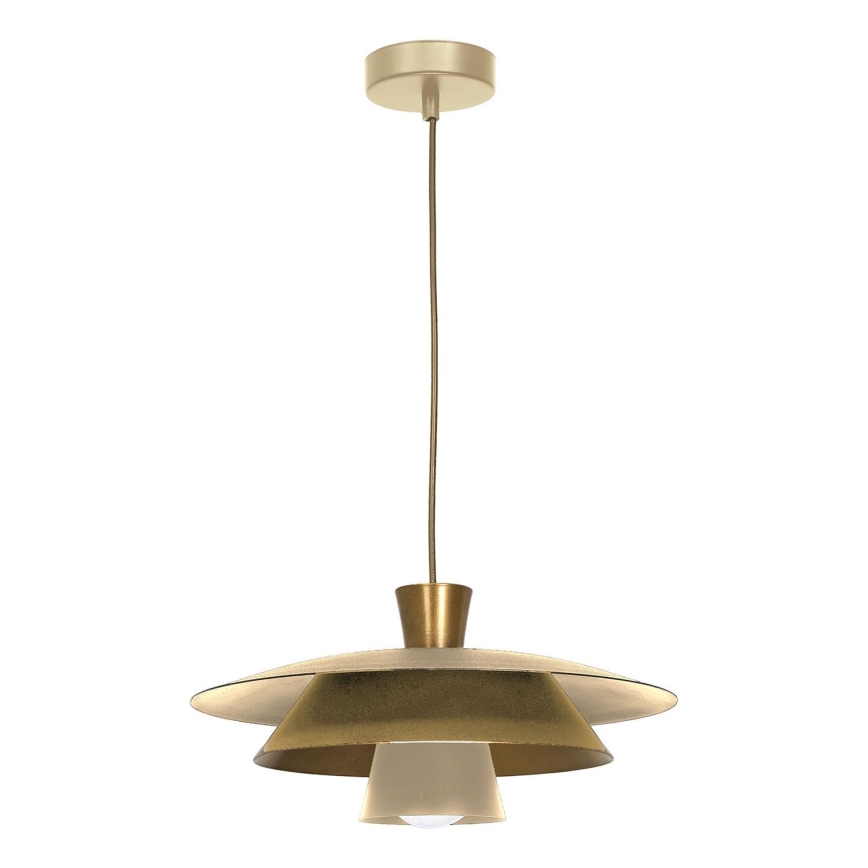 Lustra ar auklu PLATO 1xE27/15W/230V bēša/zelta